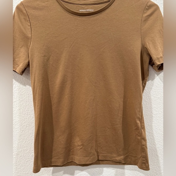 Banana Republic Luxe Touch 100% Cotton Tan Short Sleeve Crewneck T-Shirt XSP - Picture 4 of 10